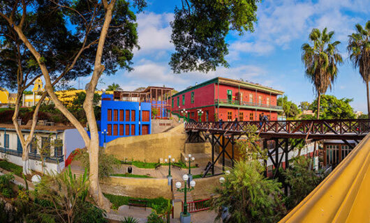 bridge and buildings in barranco neighborhood of lima peru