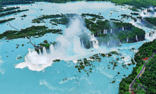 aerial over the falls and boardwalk