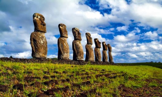 Ahu Akivi Moais statues on Easter Island