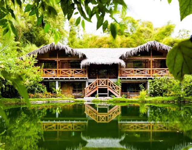 Lodge next to water in Amazon jungle