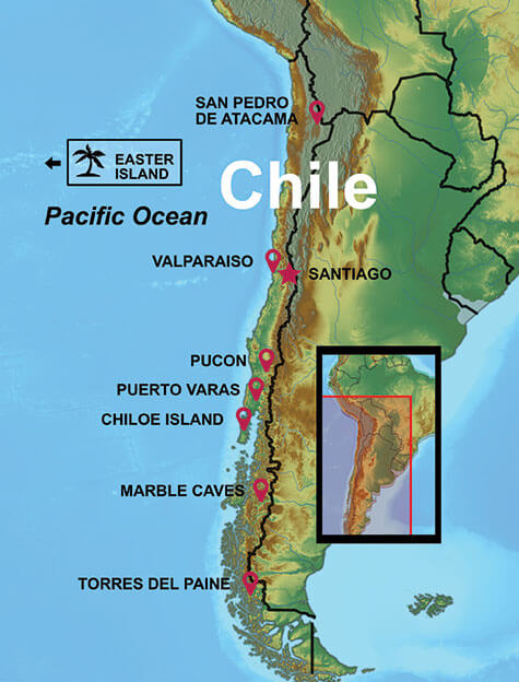 Map of our Chile Tours