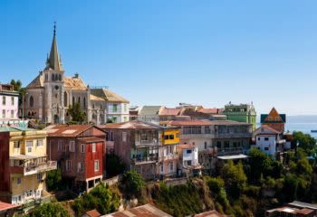 View of colorful buildings on a cliffside in Valparaiso on a tour of Chile