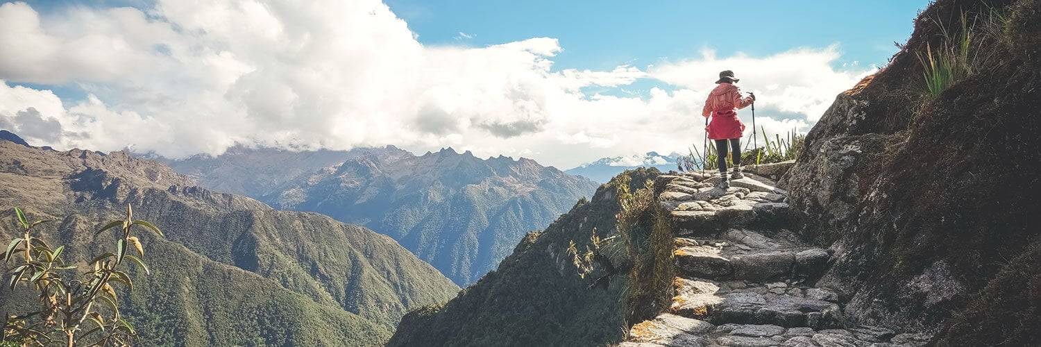 woman hiking the Inca Trail in Peru in the spring