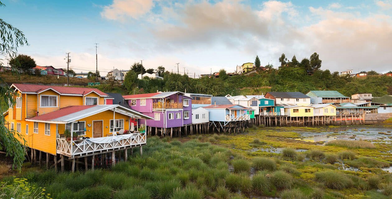houses on stilts in chiloe island